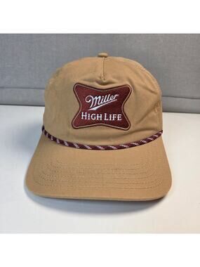 Miller High Life Rope Snapback Hat Tan Embroidered Logo Mad Engine OSFM